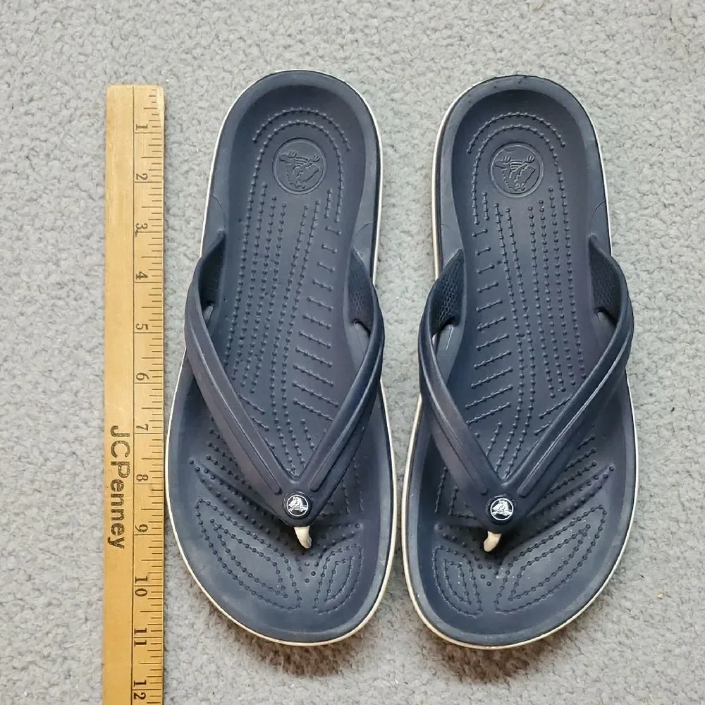 CROCS Men's Dark Blue Flip Flops Size 8